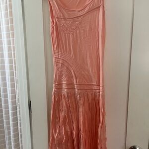 Max Studio Coral Peach Embroidered Maxi Dress